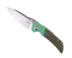 TwoSun Folding Knife Black/Green Titanium/Micarta Handle D2 Plain Edge TS369-GRN