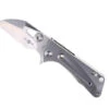 TwoSun Folding Knife Gray Titanium Handle M390 Sabertooth Plain Edge TS138 TI M390