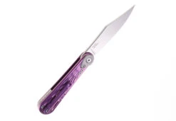 TwoSun Flipper Folding Knife Purple Titanium Handle 14C28N Plain Edge TS232-Purple