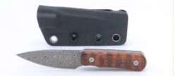 TwoSun Fixed Blade Knife Snakewood Handle Damascus Drop Point Plain Edge TS150-Snakewood