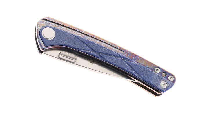 (Lock Requires Strong Flip) TwoSun Folding Knife Blue/Color Micarta/Titanium Handle D2 Plain Edge TS171-D2-Color 5 (Lock Requires Strong Flip) TwoSun Folding Knife Blue/Color Micarta/Titanium Handle D2 Plain Edge TS171-D2-Color - Image 3