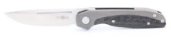 TwoSun Folding Knife Black Titanium/Carbon Fiber Handle 14C28N Plain Edge TS237