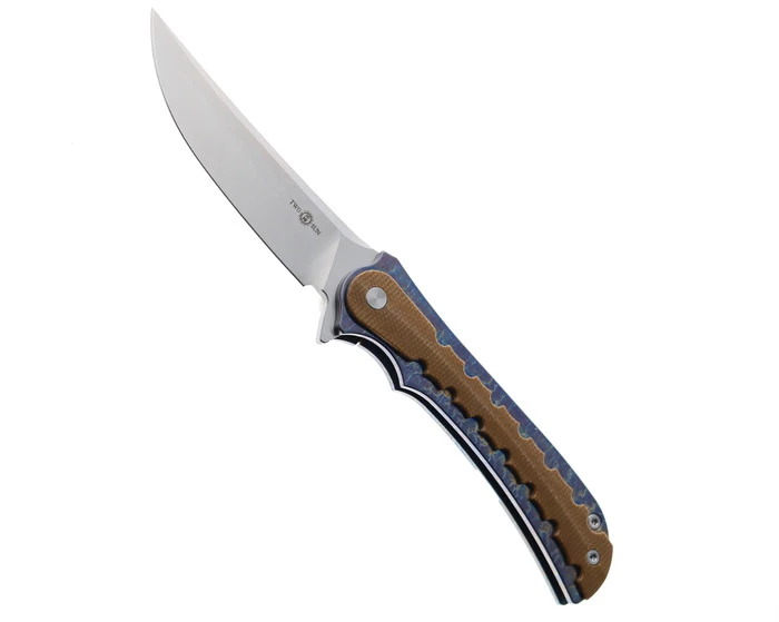 TwoSun Folding Knife Micarta/Color Titanium Handle D2 Plain Edge TS153-D2-COLOR
