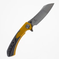 TwoSun Jelly-Jerry TS214-SAND Flipper Pocket Knife Yellow G10 And Sandwashed Titanium Handle 14C28N Steel Blade -Twosun 3 DSC0768 40186.1687806819