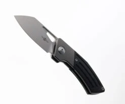 TwoSun Folding Knife Black/Gray Titanium Handle D2 Clip Point Plain Edge TS154-D2-CF
