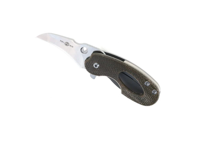 TwoSun Mini Micro Folding Knife Brown Titanium/Micarta Handle 14C28N Plain Edge TS181-Micarta