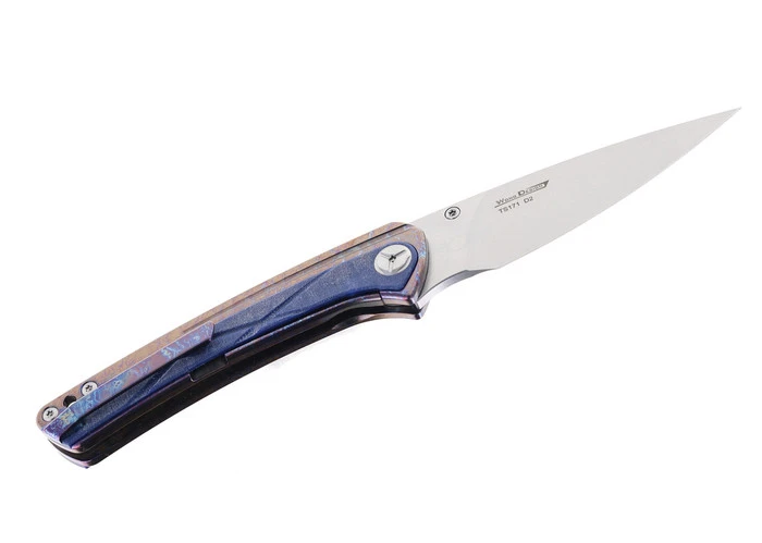 (Lock Requires Strong Flip) TwoSun Folding Knife Blue/Color Micarta/Titanium Handle D2 Plain Edge TS171-D2-Color 4 (Lock Requires Strong Flip) TwoSun Folding Knife Blue/Color Micarta/Titanium Handle D2 Plain Edge TS171-D2-Color - Image 2