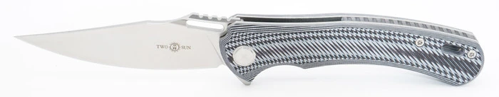 TwoSun TS127-G10-2 Folding Knife SS + Black G10 Handle Plain Edge Blade 3 TwoSun TS127-G10-2 Folding Knife SS + Black G10 Handle Plain Edge Blade