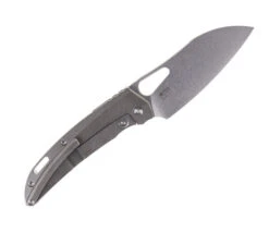 TwoSun Folding Knife Black Titanium Handle D2 Plain Edge Stonewash Finish TS376-D2-StoneWash -Twosun TS376 SW 02 73316.1669142791