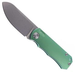 TwoSun Folding Knife Green Titanium Handle D2 Plain Edge TS349-TI-D2-GRN