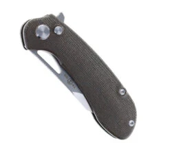 TwoSun Button Lock Folding Knife Black Linen Micarta Handle D2 Plain Edge TS399 -Twosun TS 399 03 43997.1676571145