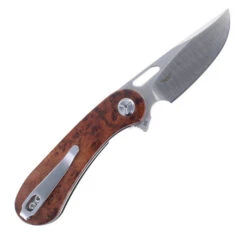 TwoSun Folding Knife Burl Wood Handle 14C28N Plain Edge TS134-Wood-D2 -Twosun TWOSUN 134 D2 06 42944.1689174152