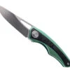 TwoSun Foldnig Knife Green Titanium/Carbon Fiber Inlay Handle M390 Plain Edge TS186-M390-Green