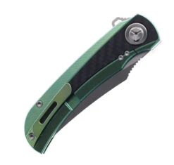TwoSun Frame Lock Flipper Folding Knife Green Titanium/Carbon Fiber D2 Plain Edge TS191-D2-GRN -Twosun TWOSUN 191 D2 G 04 33289.1681925661