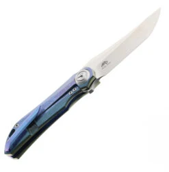 TwoSun Folding Knife Blue-Crystal Titanium Handle M390 Plain Edge TS196-Crystal -Twosun TWOSUN 196 CRYSTAL 06 89538.1689885968