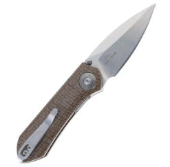 TwoSun Folding Knife Brown Linen Micarta Handle D2 Plain Edge TS334-14C28N -Twosun TWOSUN 334 Mi 04 33500.1681231794