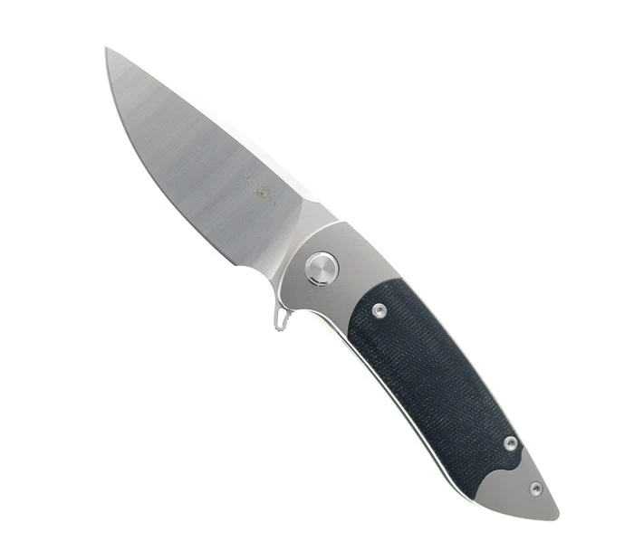 TwoSun Folding Knife Black Micarta Handle D2 Plain Edge TS36