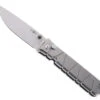 Two Sun Button Lock Folding Knife Titanium Handle D2 Plain Edge Stonewash Finish TS409-D2