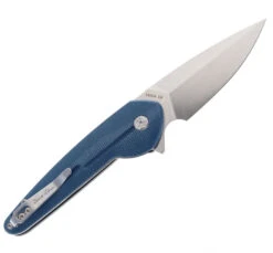 TwoSun David Chen TS504 Flipper Pocket Knife Blue Micarta Handle Plain Edge D2 Blade -Twosun TWOSUN 504 D2 MIC 02 76842.1687810280