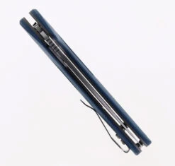 TwoSun David Chen TS504 Flipper Pocket Knife Blue Micarta Handle Plain Edge D2 Blade -Twosun TWOSUN 504 D2 MIC 04 28830.1687810282