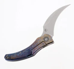 TwoSun Folding Knife Titanium/ Black Linen Micarta Handle D2 Clip Point Plain Edge TS348 -Twosun TWOSUN TS348 COLOR 06 76505.1696273785