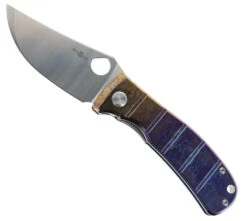 TwoSun Flipper Folding Knife Color Titanium Handle 14C28N Plain Edge TS408-14C28N-Col