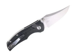 TwoSun Button Lock Pocket Knife Black Linen Micarta Handle D2 Plain Edge TS398 -Twosun TwoSun TS398 02 72021.1669748540