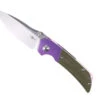 TwoSun Folding Knife Green Micarta/Purple Titanium Handle D2 Plain Edge TS369-PUR