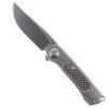 TwoSun Folding Knife Gray Titanium Handle 14C28N Plain Edge TS383