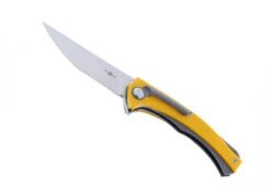 TwoSun Folding Knife Yellow G10/Black Titanium Handle D2 Plain Edge TS157-D2
