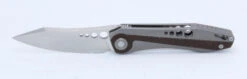 TwoSun Folding Knife Linen Micarta Ti Handle Drop Point Plain Edge Satin TS263