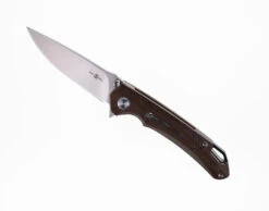 TwoSun Folding Knife Brown Linen Micarta Handle D2 Plain Edge TS182-Micarta