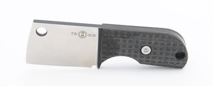 TwoSun Mini Micro Fixed Blade Knife Black Carbon Fiber Handle Plain Edge TS266